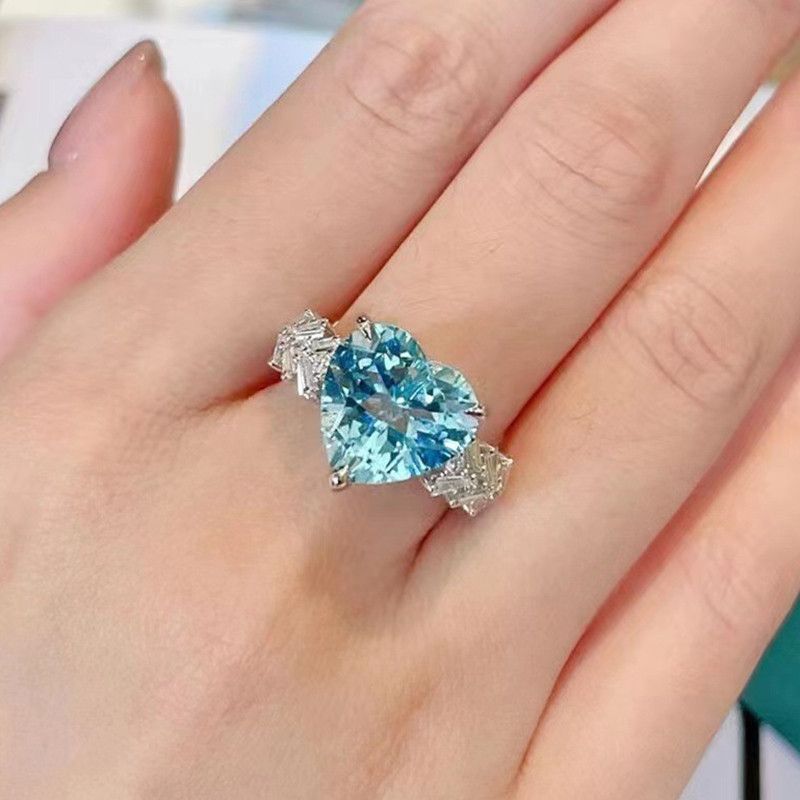 Jewelry Creative Sparkling Blue Handmade Ring Size ONE SIZE - 3 Thumbnail