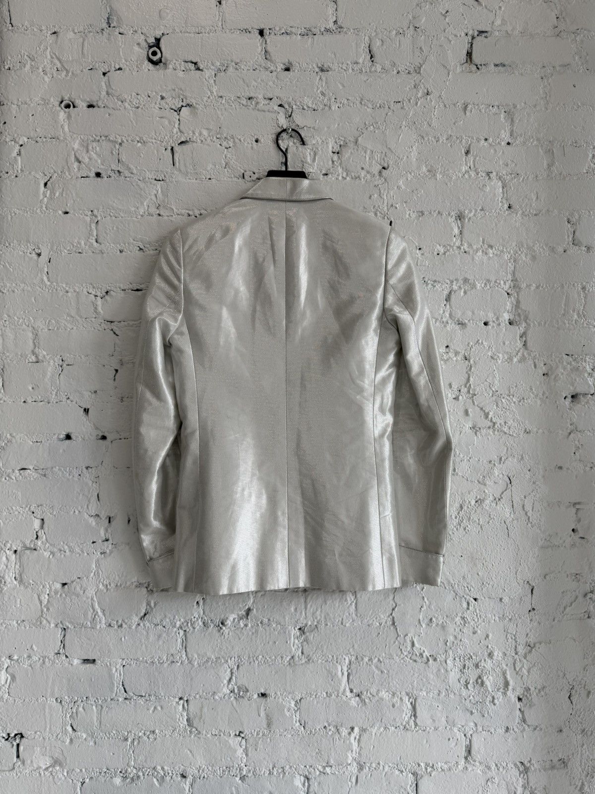 Saint Laurent Paris DIOR HOMME METALLIC SILVER BLAZER Size 44S - 2 Thumbnail