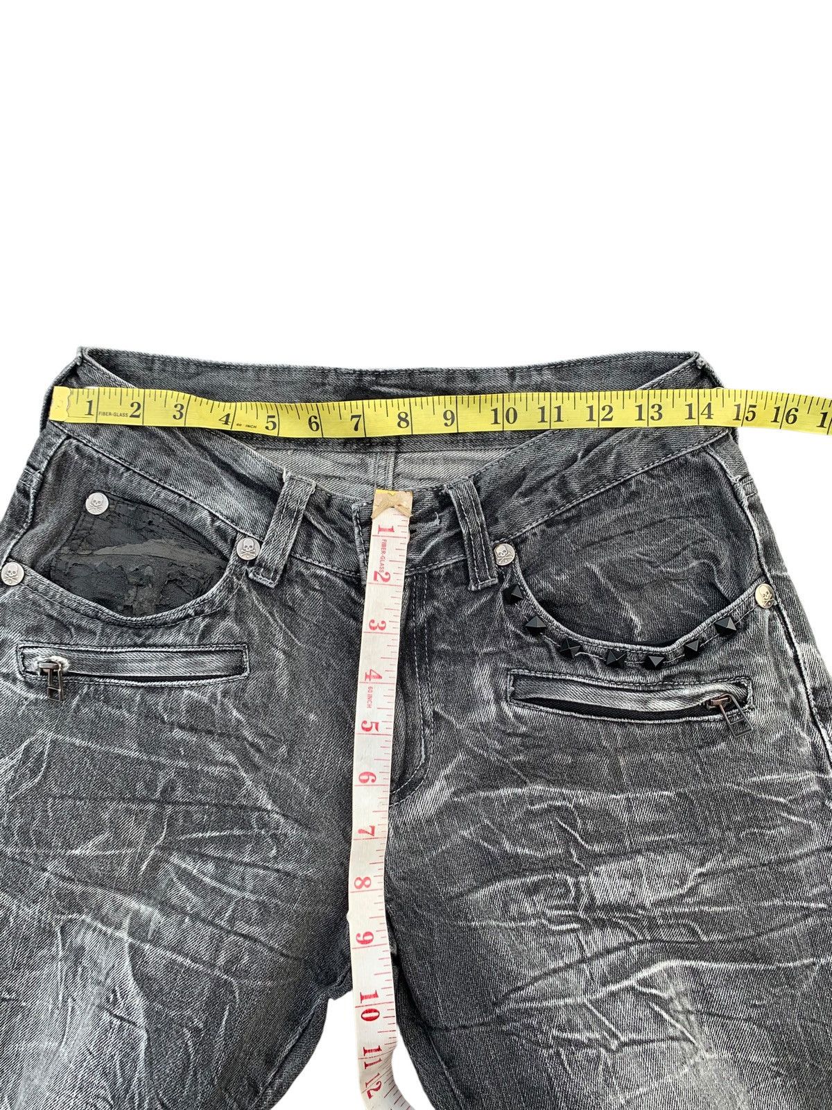 Kapital STUDED SKULL BONES WILD LIFE PUNK CLAWNMARK DISTRESSED DENIM Size US 29 - 19 Thumbnail