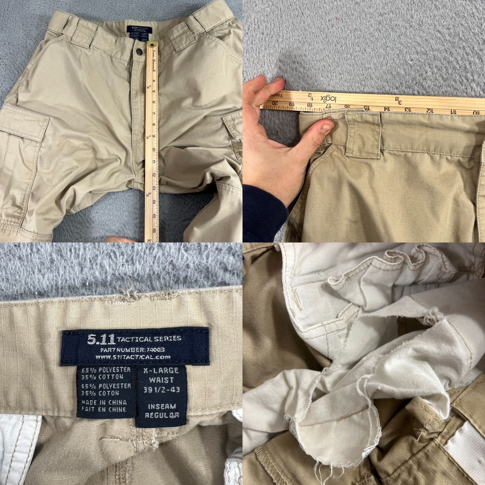 Vintage 5.11 Tactical Mens XL Cargo Pants Beige Ripstop TDU Canvas HOLE IN POCKET Size US 36 / EU 52 - 8 Thumbnail