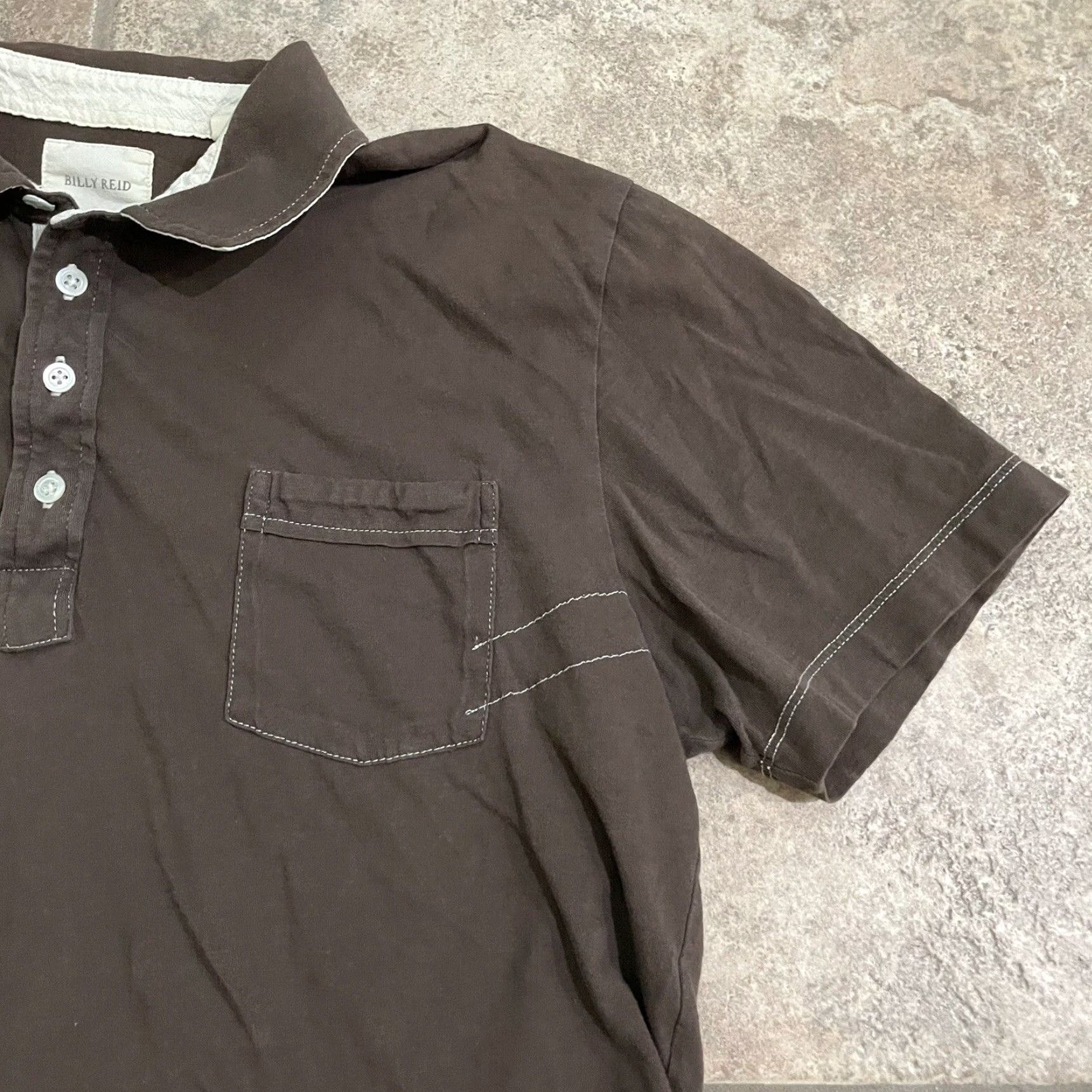 Billy Reid VINTAGE Billy Reid Polo Shirt Men Size Large Brown Golf Pockets Size US L / EU 52-54 / 3 - 2 Thumbnail