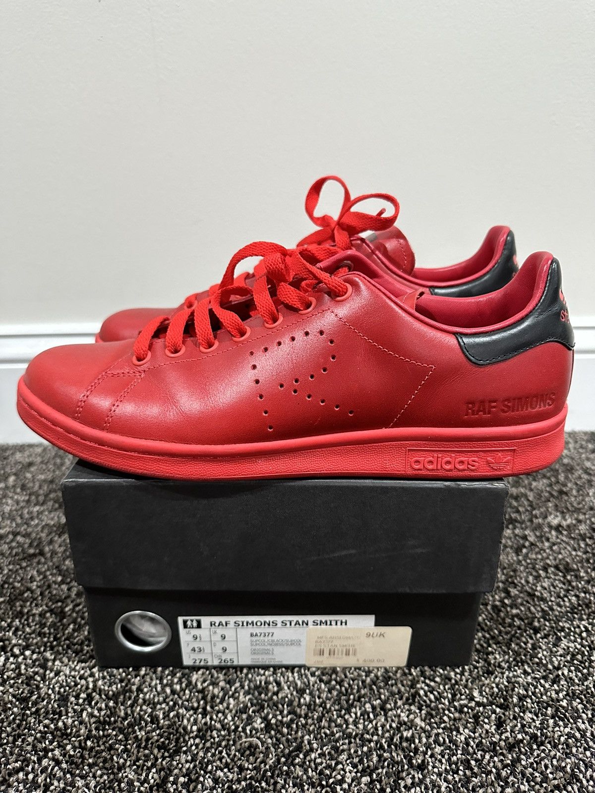 Raf Simons x Barneys x Adidas Stan Smith Red Low Top Sneaker