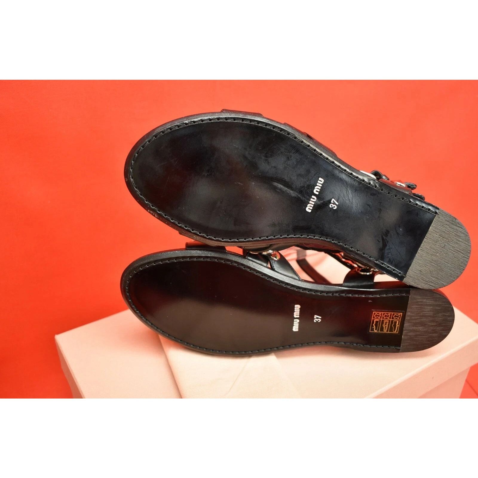 Miu Miu MIU MIU PRADA 5X8709 BLACK LEATHER STUDDED FLATS SANDALS 37 Size US 7 / IT 37 - 9 Thumbnail