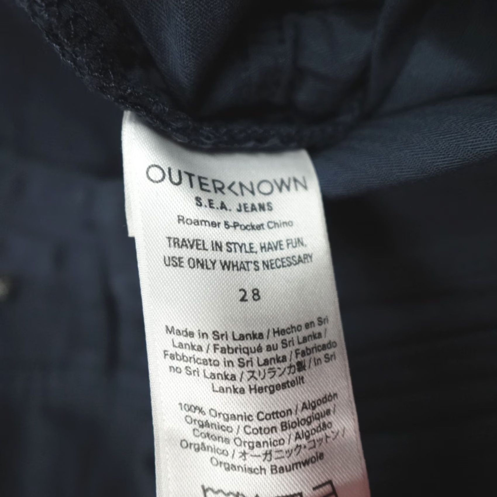 Outerknown Outerknown Slim Fit Roamer Chino Pant Men's Size 28 100% Organic Cotton MRN Blue, Slim, Chino, Pants, Regular, Casual, Workwear, Logo, Blue, 31 Inseam Size US 28 / EU 44 - 4 Thumbnail