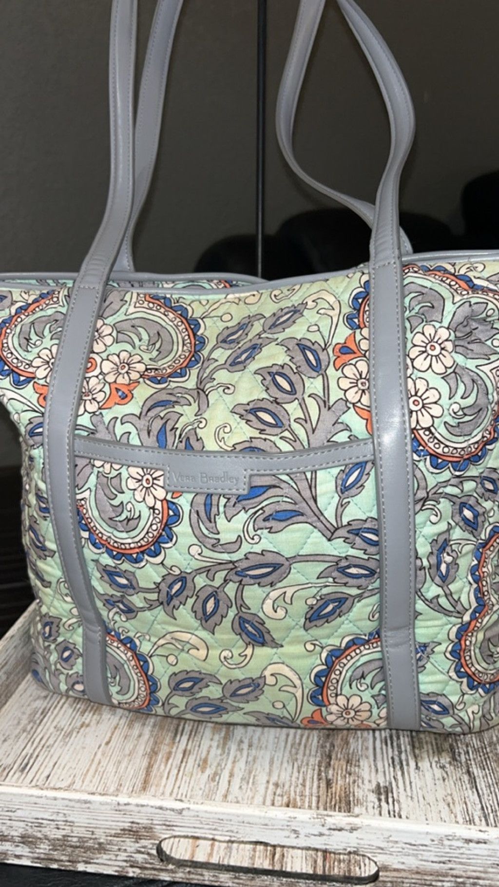 Vera Bradley Women's Vera Bradley Tote Bag Light Blue Gray Floral Size ONE SIZE - 3 Thumbnail