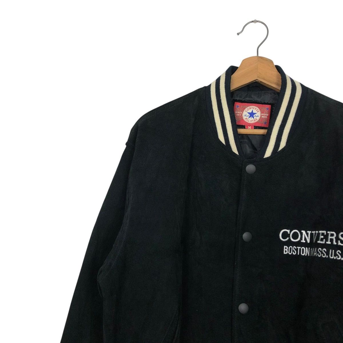 Japanese Brand 🔥VINTAGE BOMBER LEATHER JACKET CONVERSE ALL STAR BOSTON MASS Size US M / EU 48-50 / 2 - 9 Thumbnail