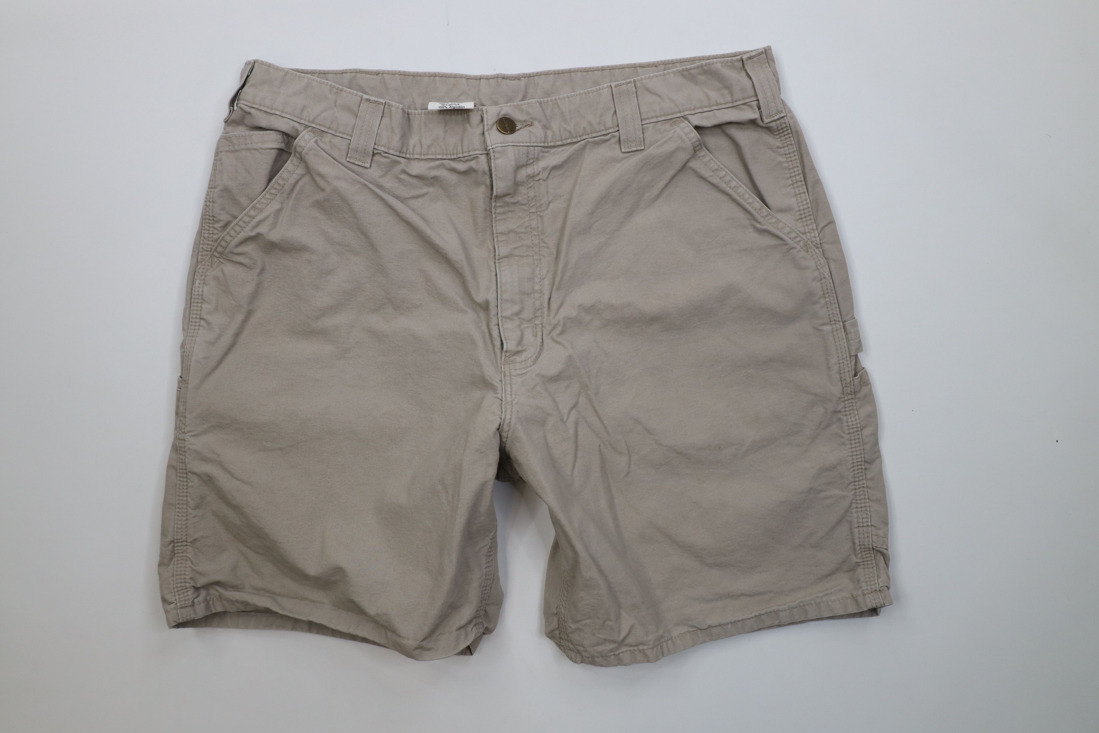 Carhartt Vintage Y2K Carhartt Spell Above Knee Relaxed Fit Shorts Tan Size US 38 / EU 54 - 1 Thumbnail