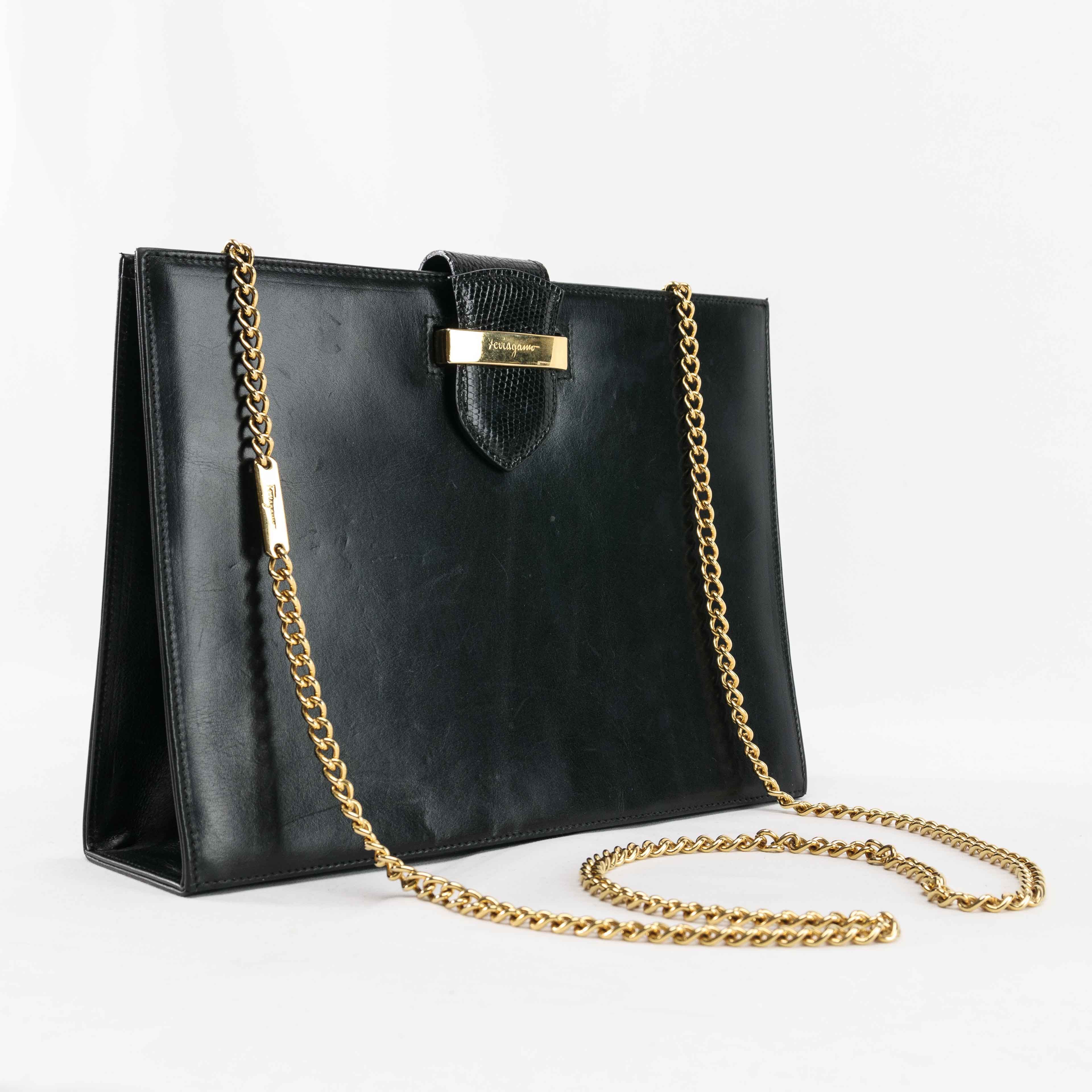 Salvatore Ferragamo Salvatore Ferragamo Vintage Black Leather Shoulder Bag Size ONE SIZE - 1 Thumbnail