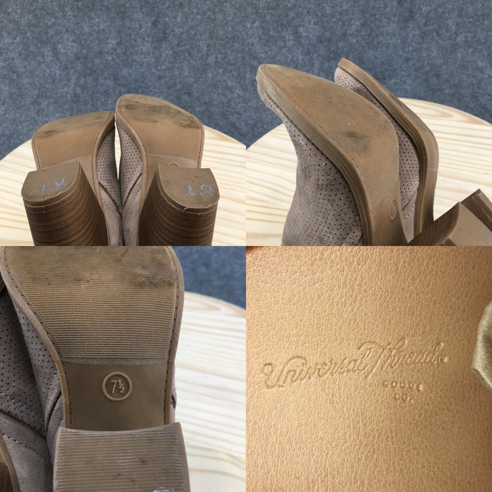 Vintage Universal Thread Avalyn Bootie Womens 7.5 Brown Slip On Perforated Ankle Bootie Brown Boots Womens 7.5 Casual Fall Spring Winter Block Heel Size US 8 / IT 38 - 9 Thumbnail