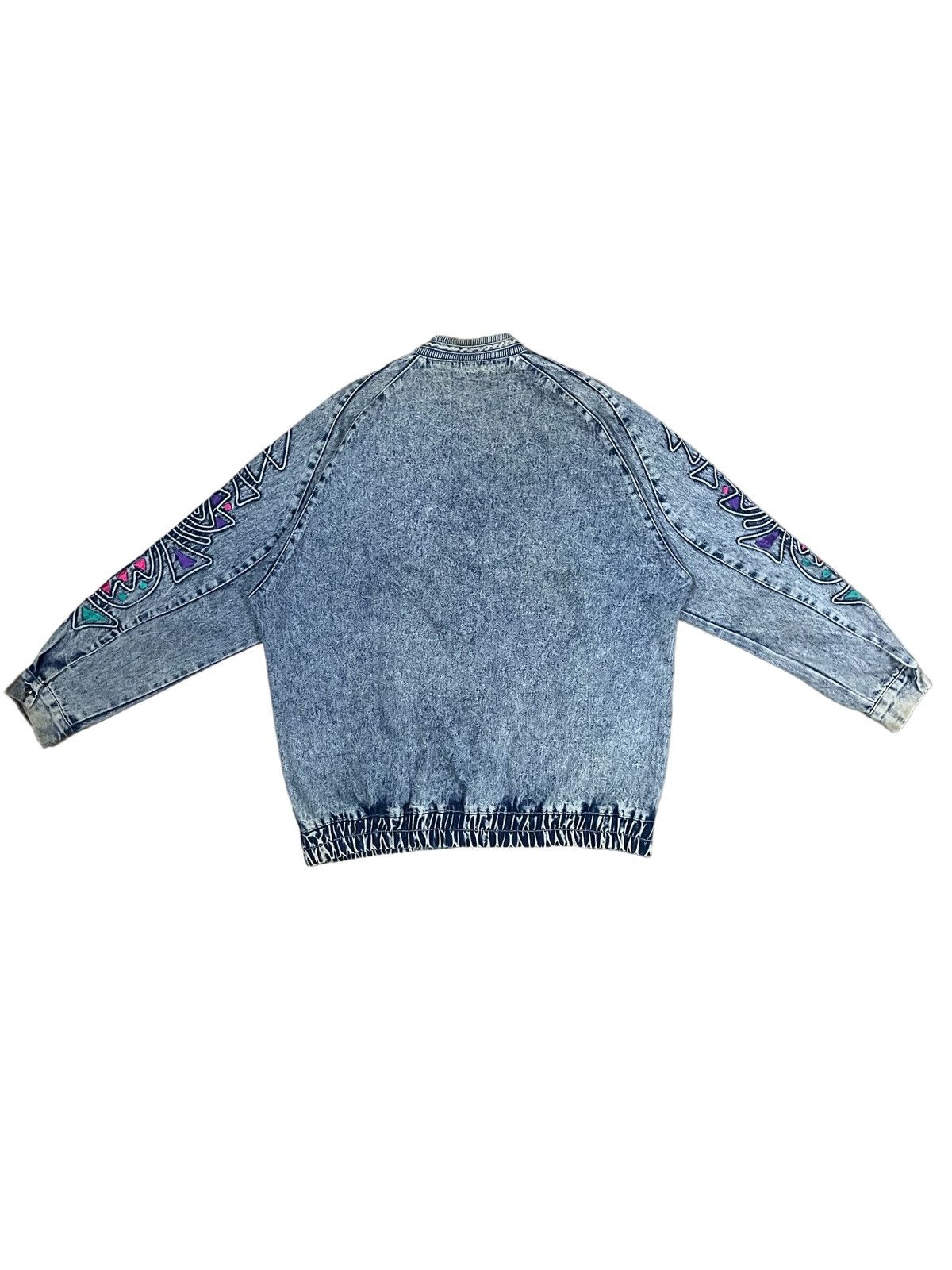 Japanese Brand Vintage Memphis Art Retro Neon Abstract Style Denim Cardigan Size L / US 10 / IT 46 - 13 Thumbnail