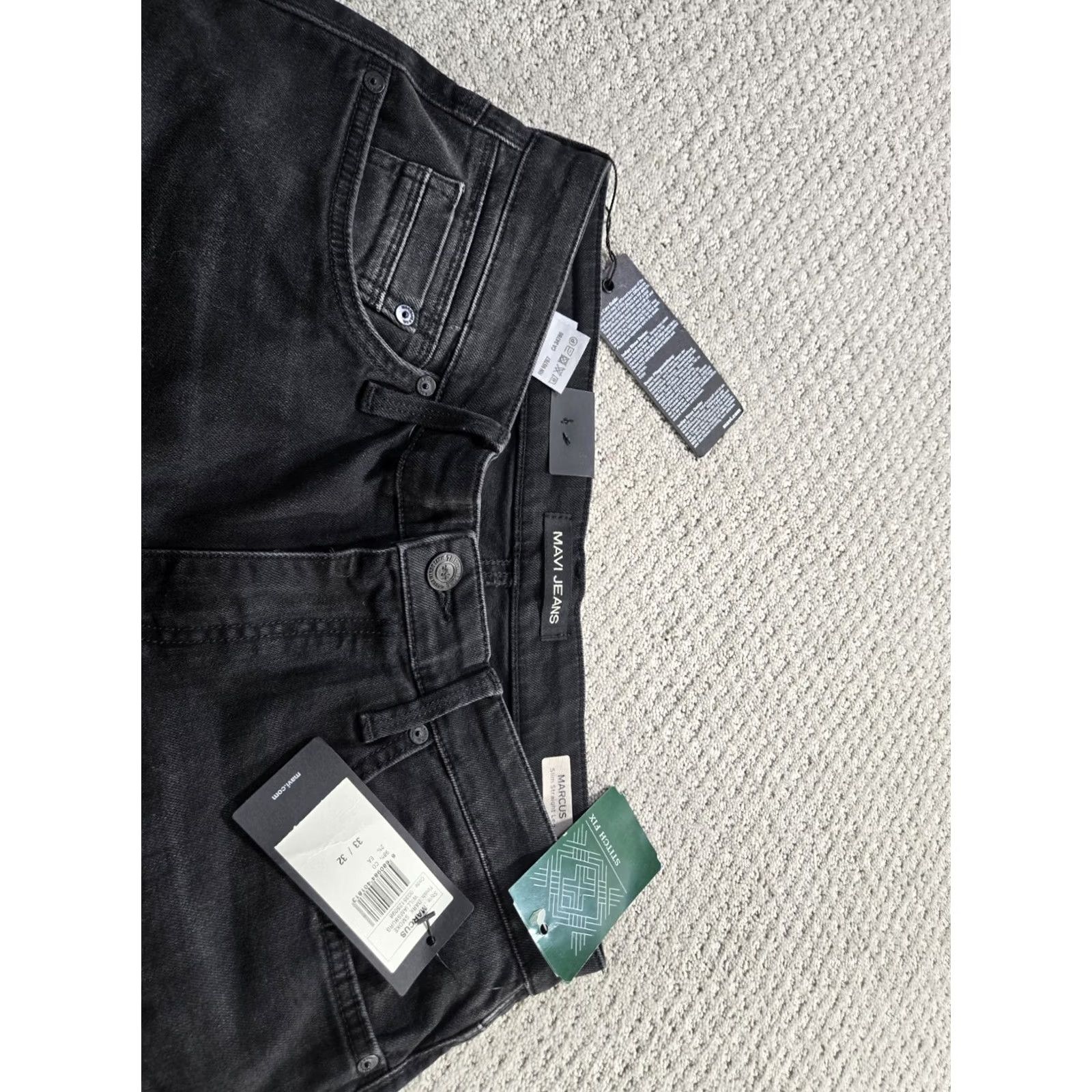 Mavi Jeans Mens 33x32 Marcus Slim Straight Leg Denim Jeans Black