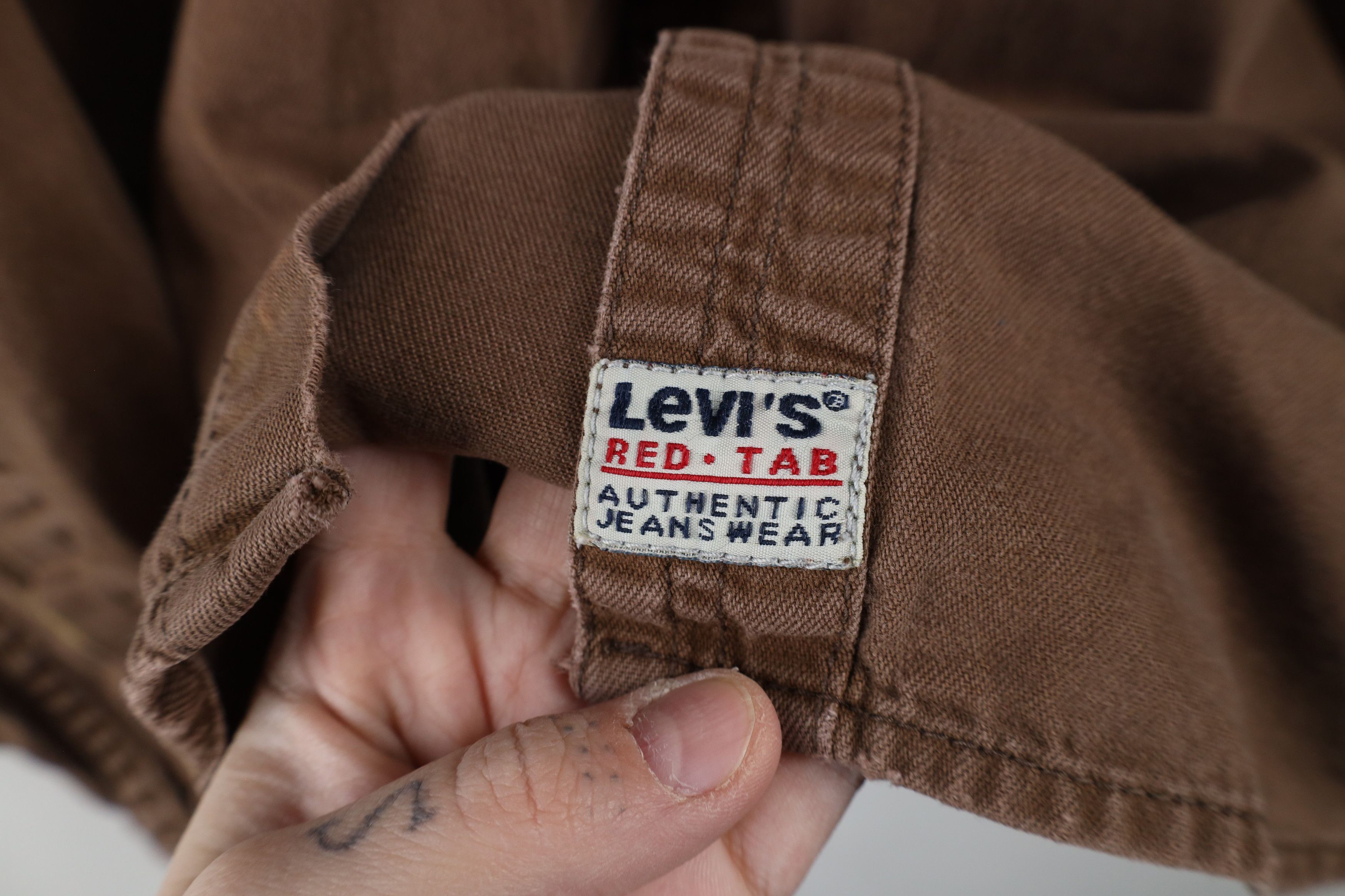 Levi's × Vintage Vintage 90s Levis Denim Jean Collared Button Shirt Brown Size US L / EU 52-54 / 3 - 4 Thumbnail