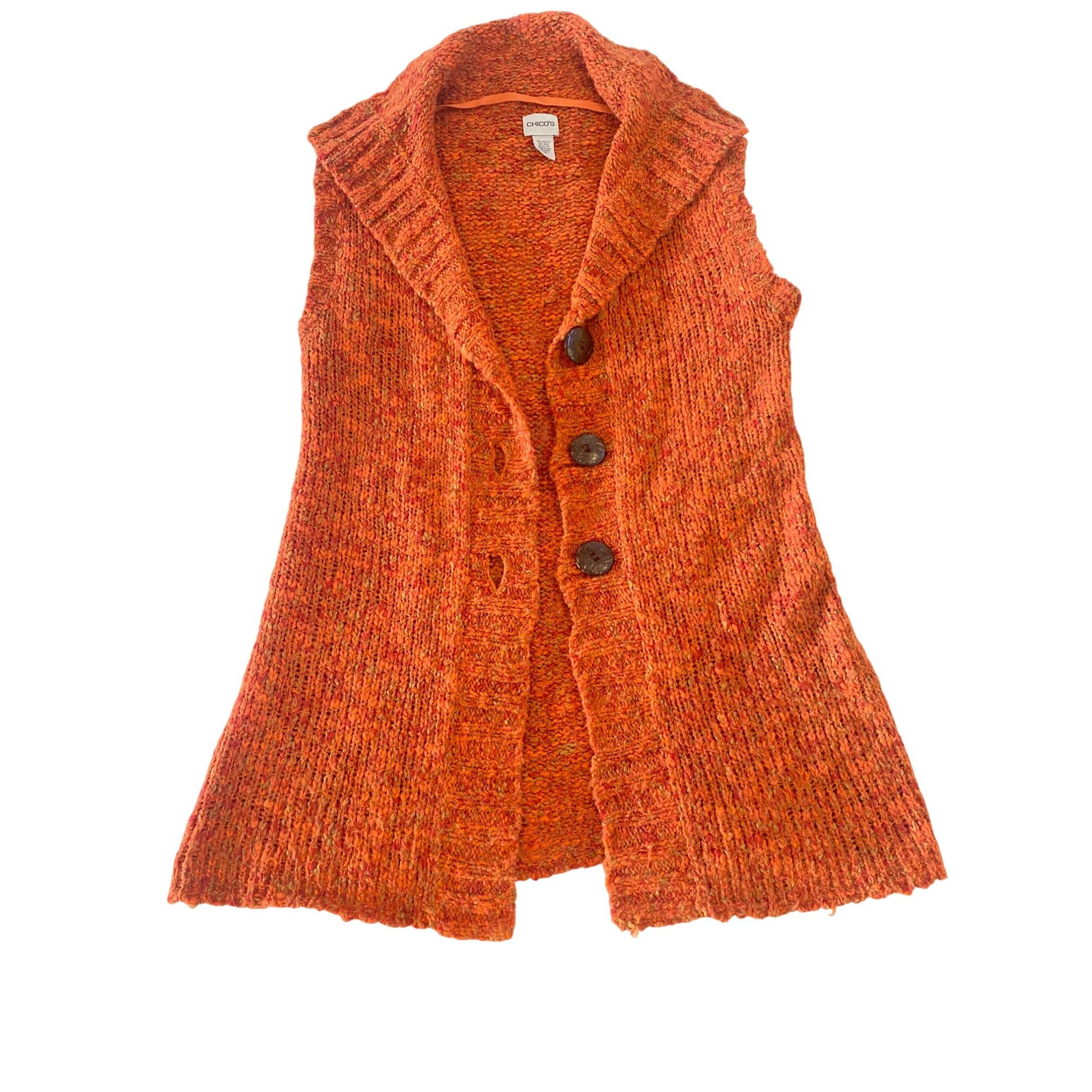 Other Chico's Crochet Long Sweater Cardigan Vest W's M Wool Blend Size M / US 6-8 / IT 42-44 - 4 Thumbnail