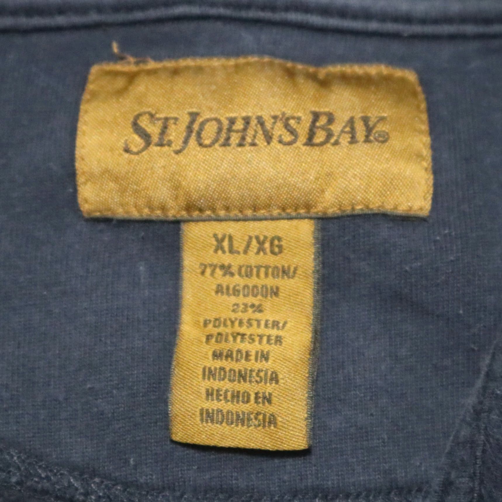 Vintage St. John's Bay Sweater 1/4 Zip Navy Blue Crew Neck Pullover Men's XL Cardinal Classic Solid Knit Casual Size US XL / EU 56 / 4 - 3 Thumbnail