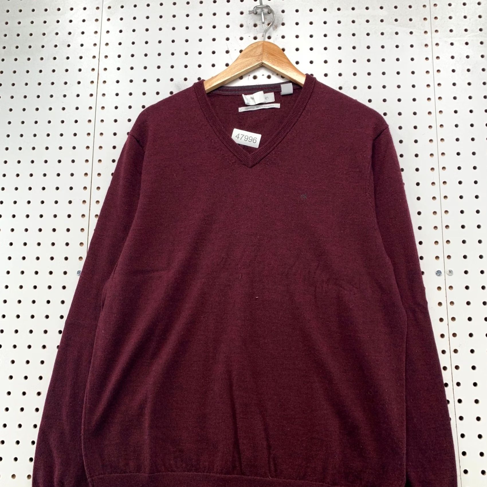 Calvin Klein Calvin Klein Merino Wool Sweater Mens Large Burgundy European Yarn Business Shirt Pullover Regular Knit Logo Winter Fall Men Size US L / EU 52-54 / 3 - 5 Thumbnail