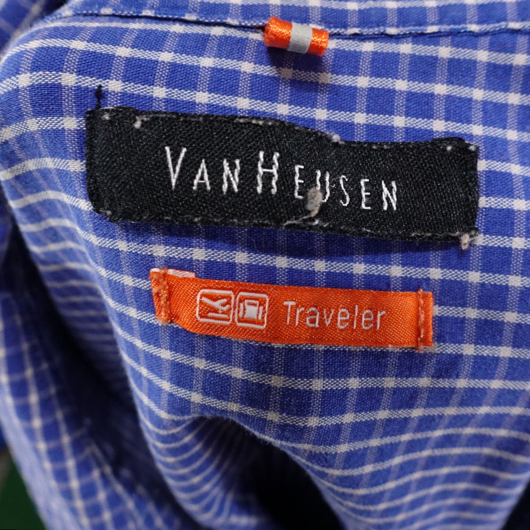 Van Heusen VAN HEUSEN Blue Check Button-Up Shirt Mens XL 17-17.5 Regular Fit Size US XL / EU 56 / 4 - 6 Thumbnail