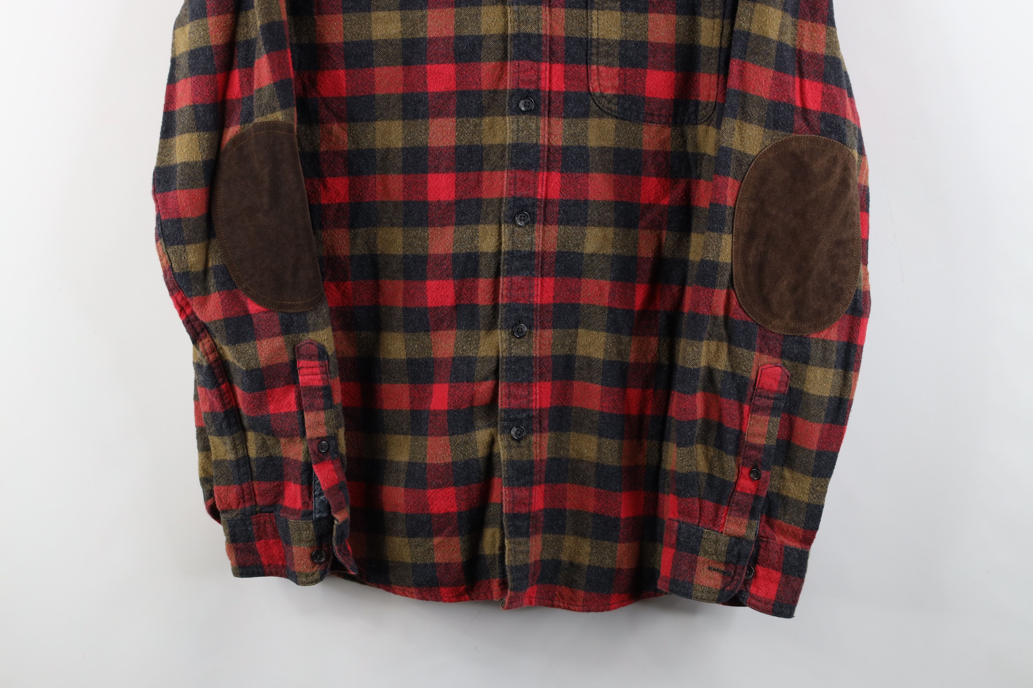 J.Crew × Vintage J Crew Suede Elbow Patch Flannel Collared Button Down Shirt Size US L / EU 52-54 / 3 - 3 Thumbnail