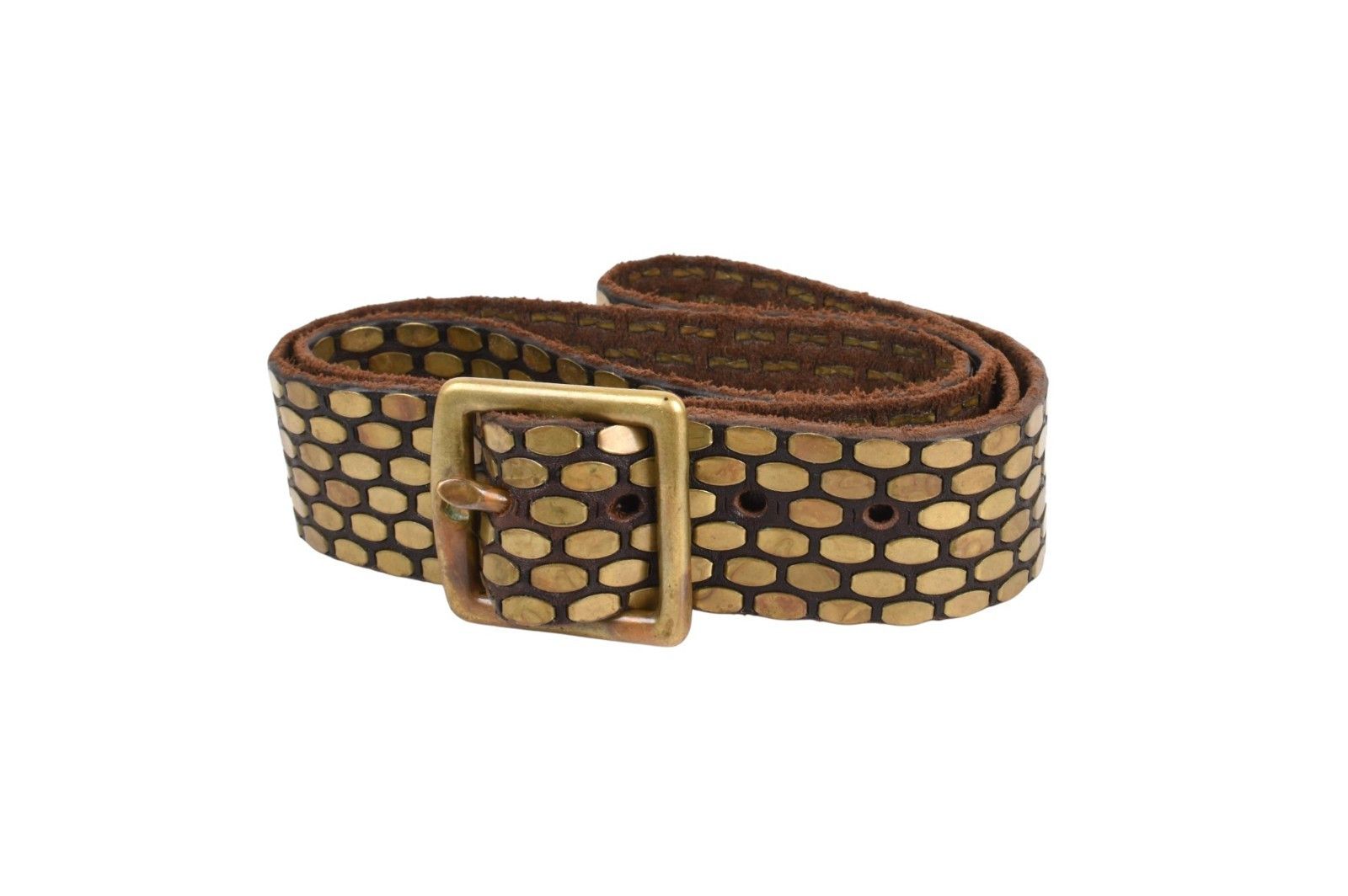 Hollywood Trading Company HTC Men Belt Metal and Leather Men Belt L Size 40 - 1 Thumbnail