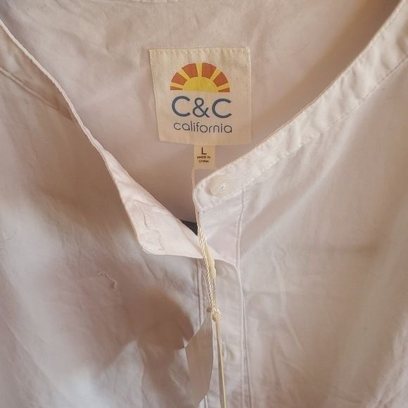 Designer C&C California White Cinched Long Sleeve Sz L Dress or Tunic Size L / US 10 / IT 46 - 6 Thumbnail