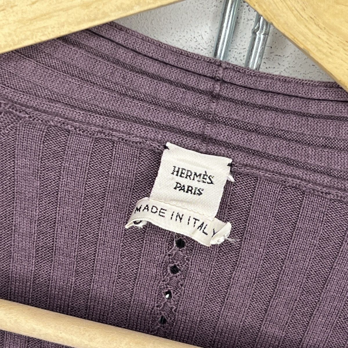 Hermes Hermes Cashmere Sweater Cardigan Ribbed Purple Size S / US 4 / IT 40 - 5 Thumbnail