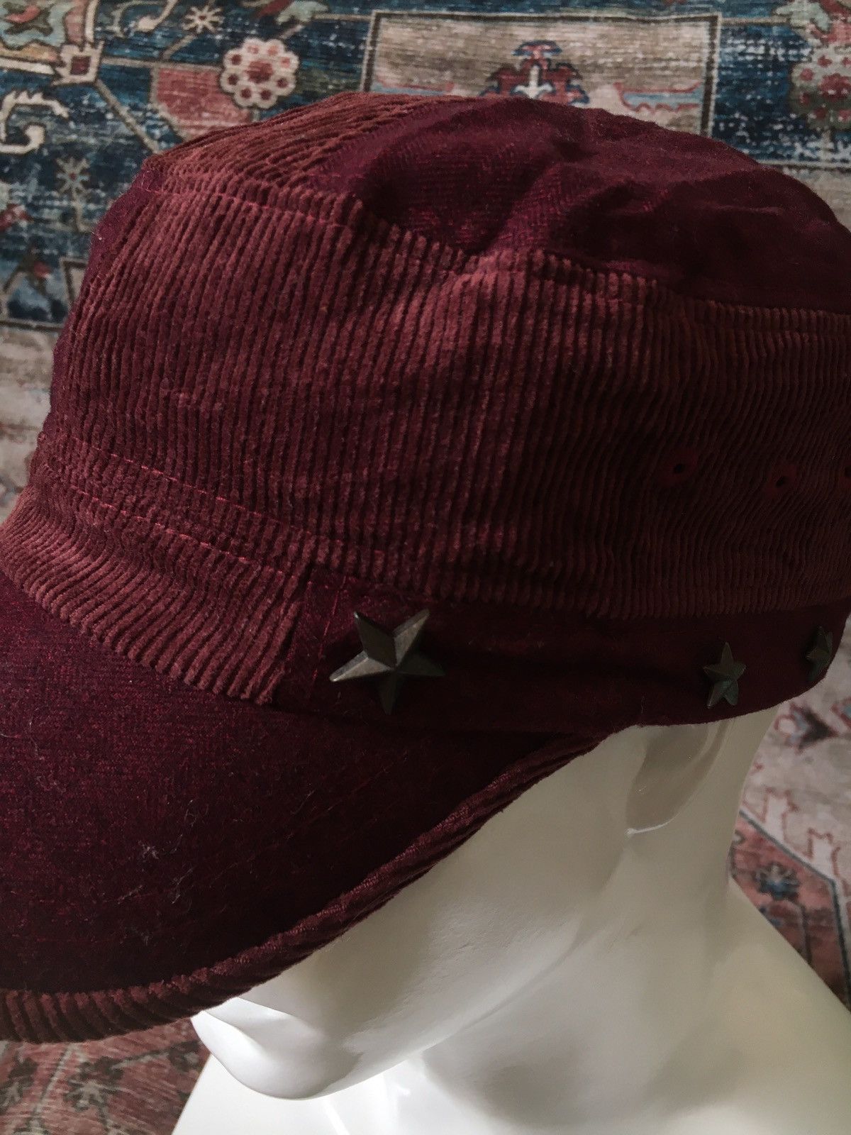 If Six Was Nine Maroon Corduroy Cadet studded hat Size ONE SIZE - 5 Thumbnail