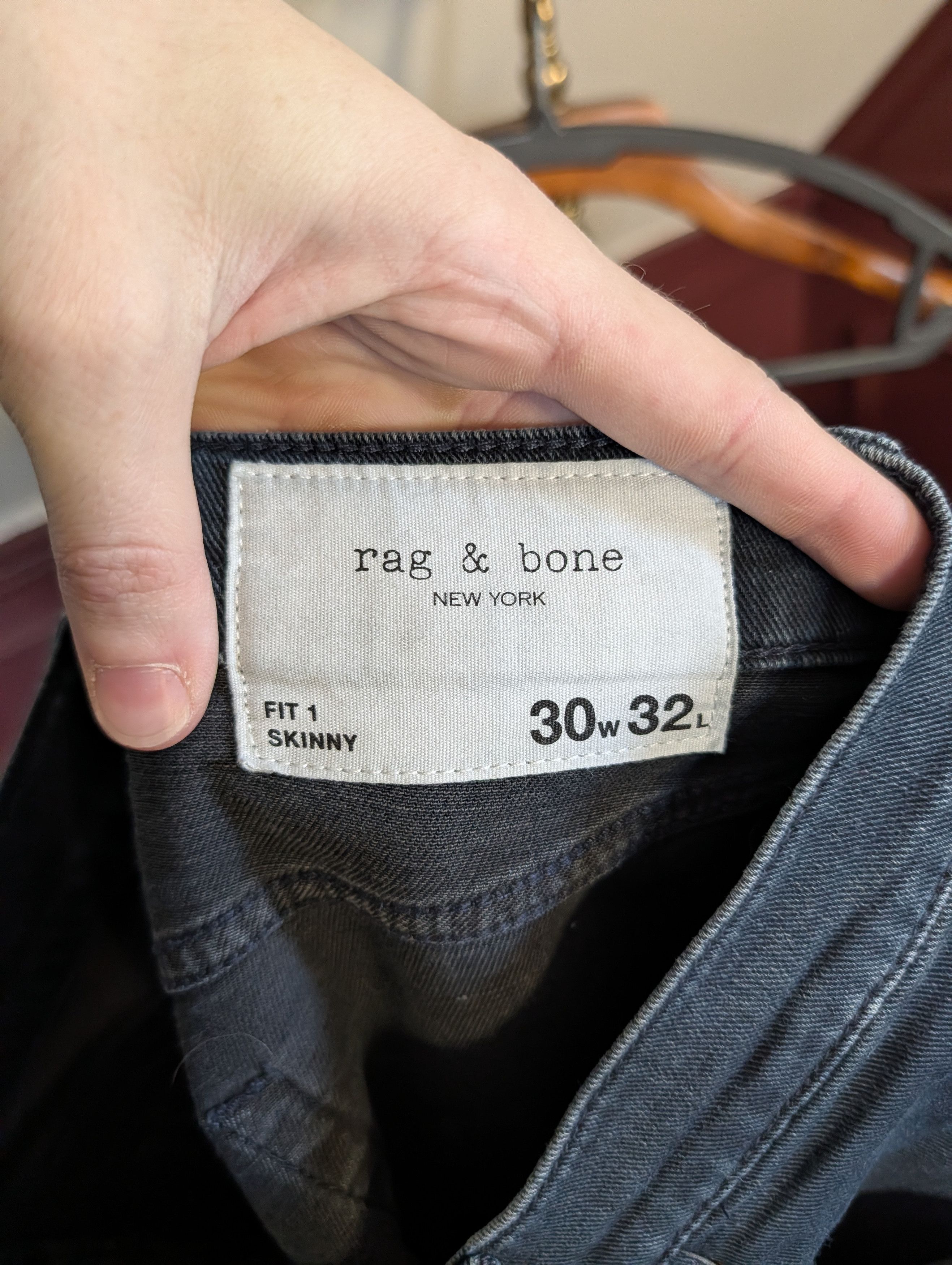 Rag & Bone Fit 1 Skinny washed black stretch denim jeans 30x32 Size US 30 / EU 46 - 10 Thumbnail