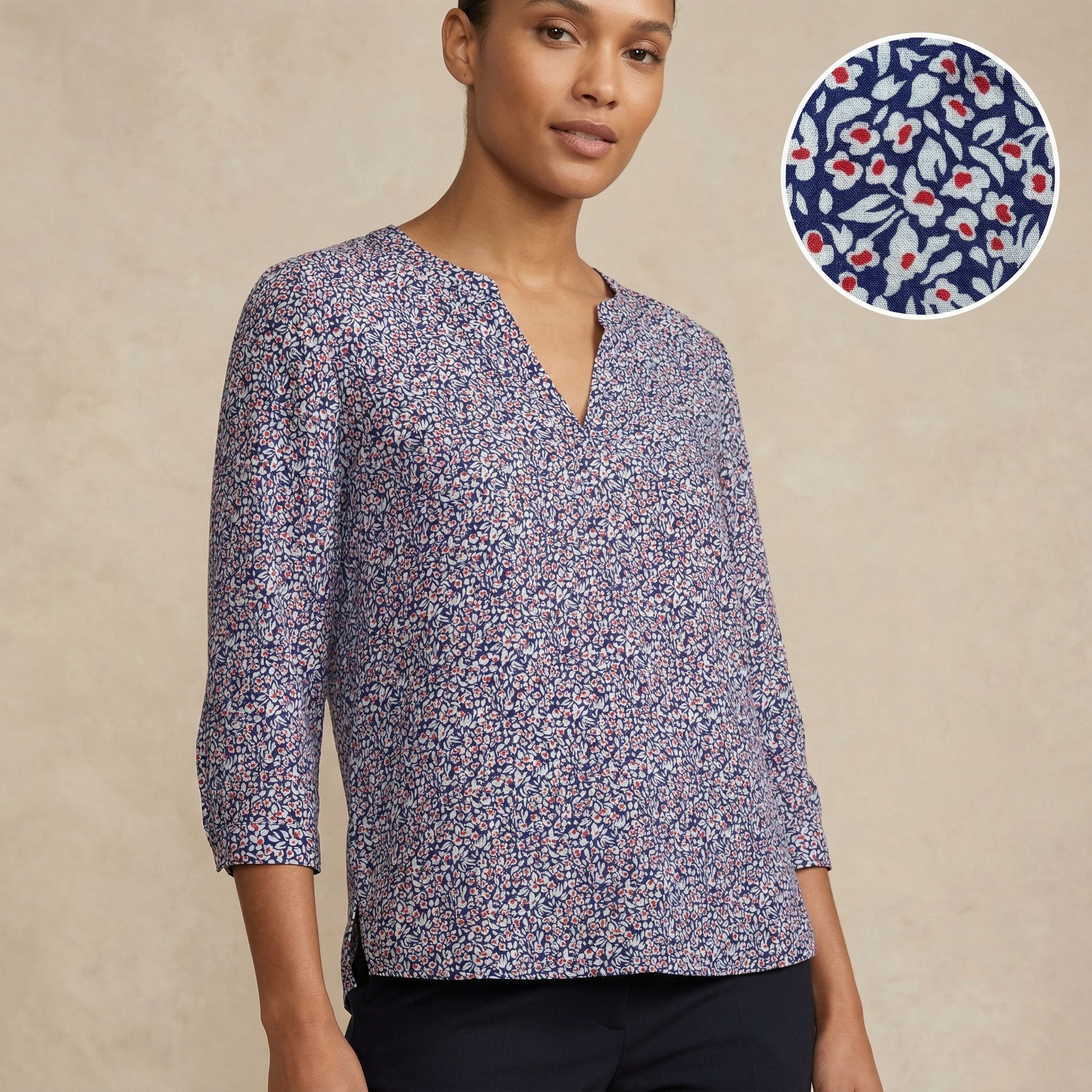 Cynthia Rowley Cynthia Rowley Floral V-Neck 3/4 Tie Sleeve Blouse S Size S / US 4 / IT 40 - 1 Thumbnail