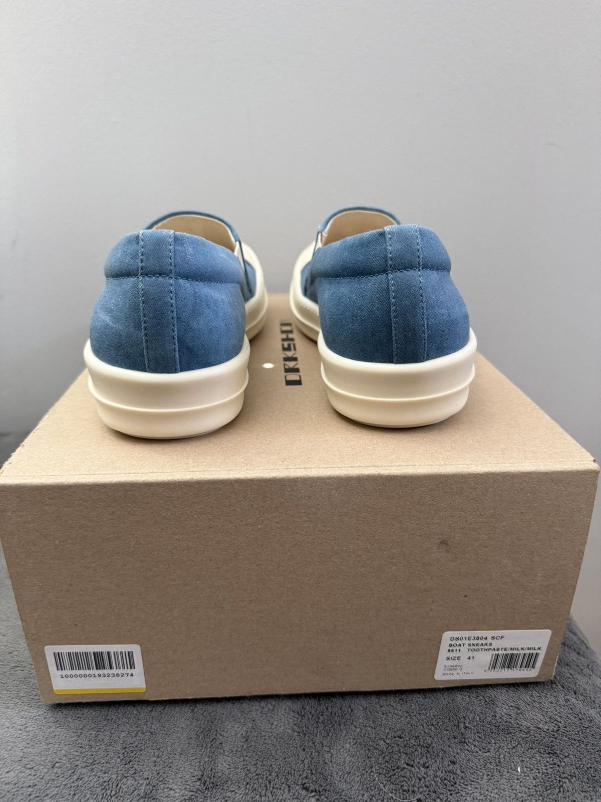 Rick Owens [SAMPLE] SS25 Boat Sneaks Toothpaste Foil Denim Size US 8 / EU 41 - 8 Thumbnail