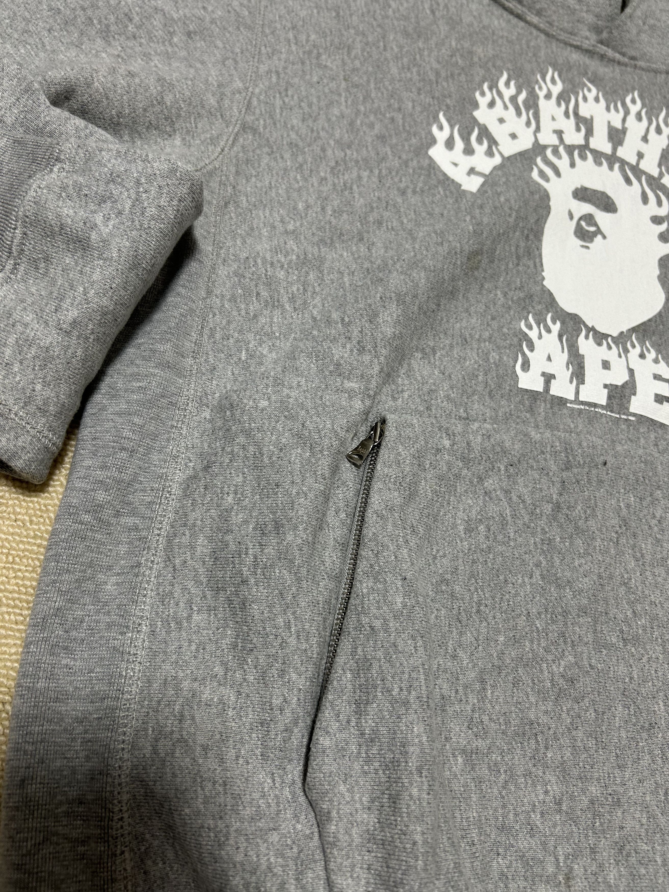 Bape Bape Gray Fire College Logo Flame Pullover Hoodie Size US S / EU 44-46 / 1 - 13 Thumbnail