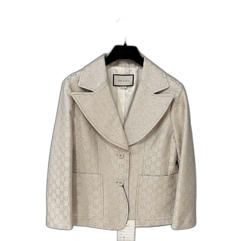 Silver Thread Print Collar Jacket-2505