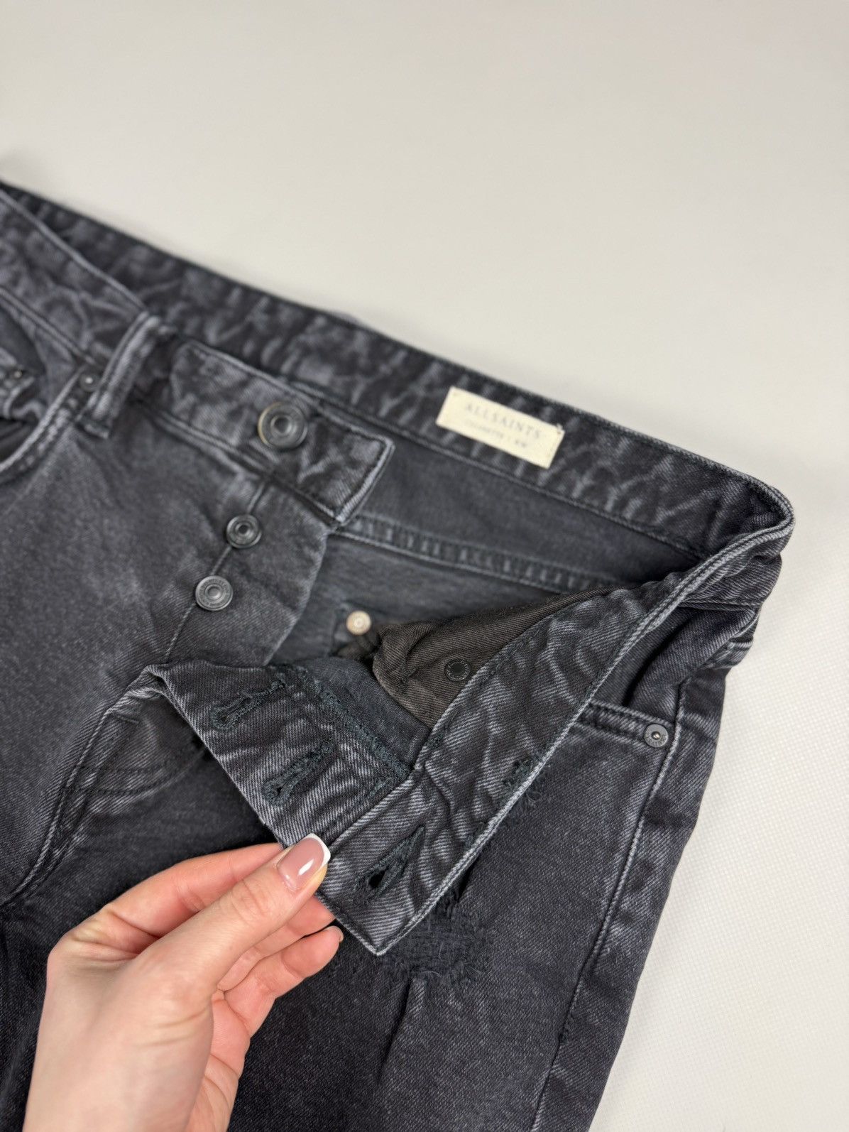 Allsaints × Japanese Brand Allsaints Cigarette Damaged Distressed Denim Skinny Jeans Size US 30 / EU 46 - 13 Thumbnail