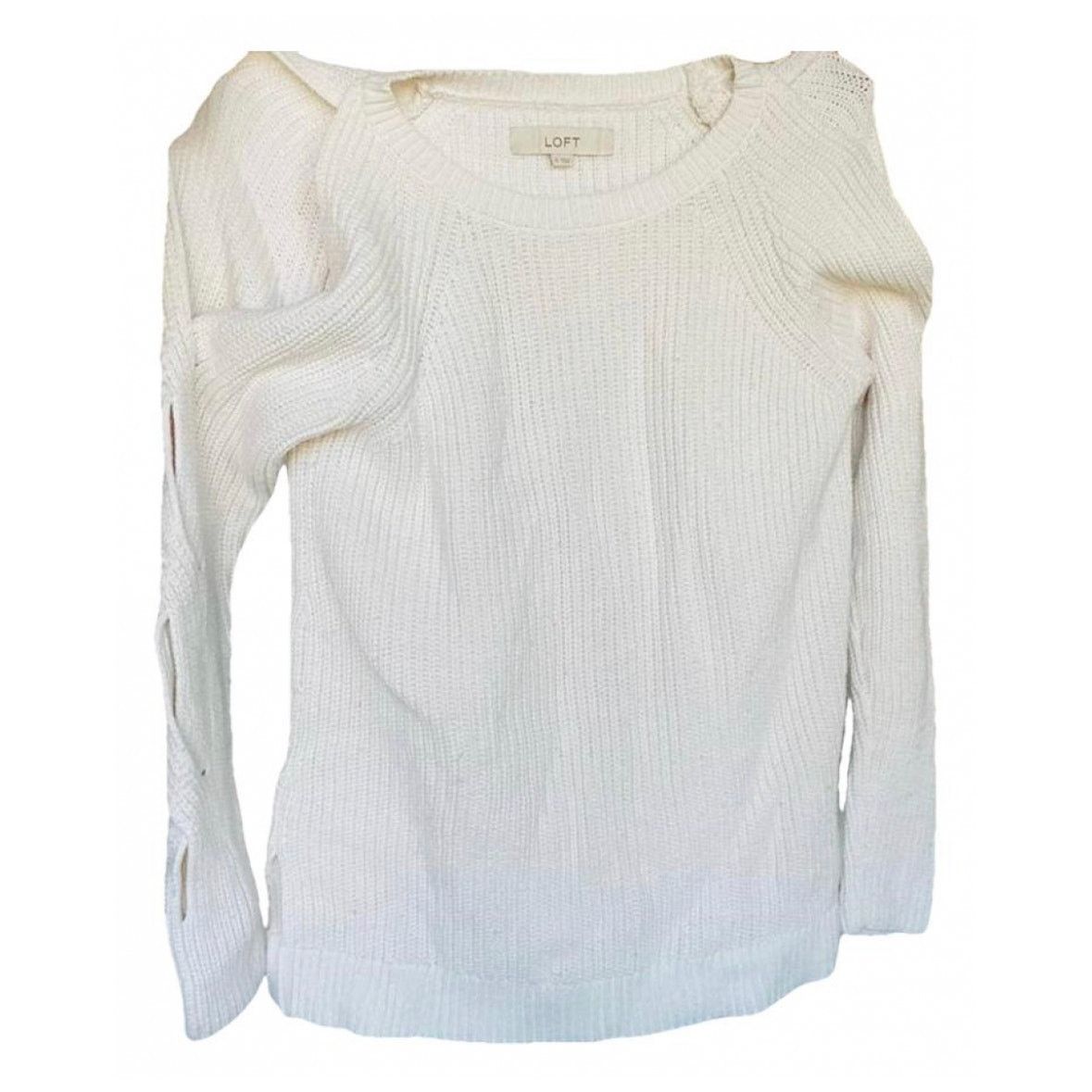 ANN TAYLOR LOFT White Cutout Open Chunky Knit Sweater