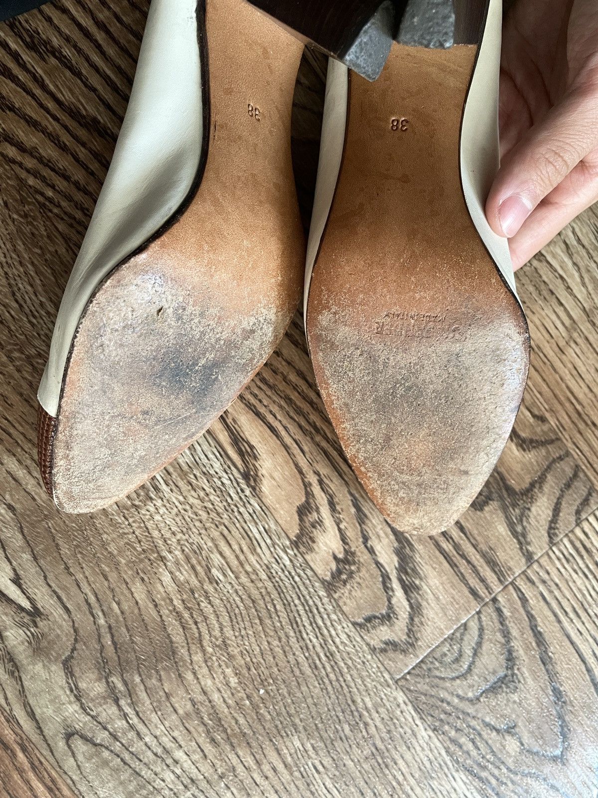 Jil Sander × Vintage Women's JIL SANDER Mule Heel's white Leather Shoes Size 39 Size US 8 / IT 38 - 8 Thumbnail