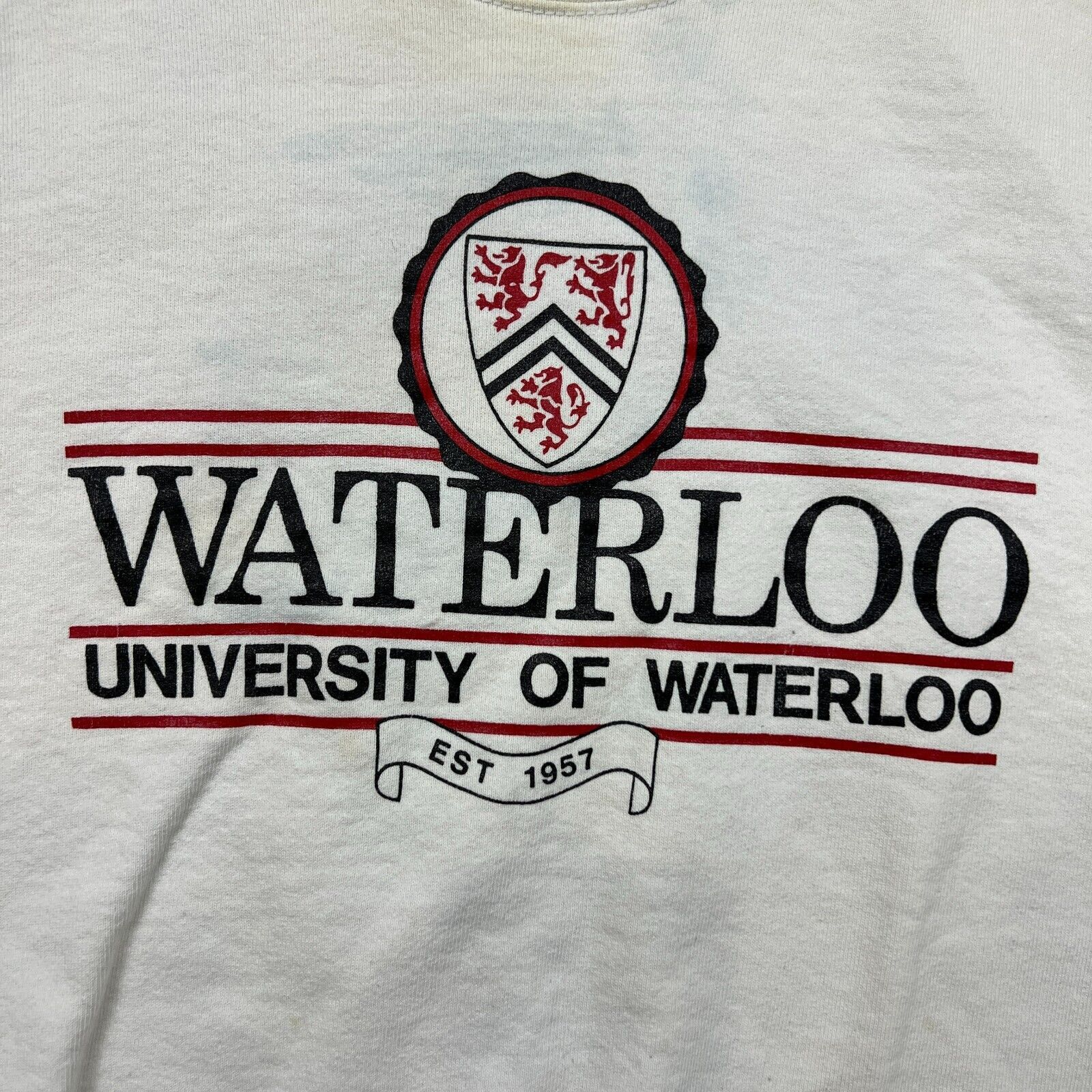 Vintage University of Waterloo Sweatshirt Large White Pullover 90s Size US L / EU 52-54 / 3 - 2 Thumbnail