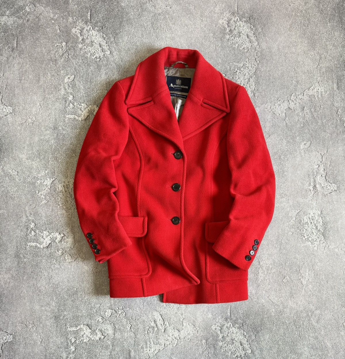 Aquascutum × Designer Aquascutum 14UK Red button up pea coat wool jacket duffle Size L / US 10 / IT 46 - 1 Thumbnail