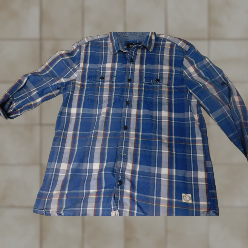 Buffalo David Bitton Buffalo by David Bitton Shirt Medium Blue Plaid Button-Down Long Sleeve Collared Mens Size US M / EU 48-50 / 2 - 1 Thumbnail