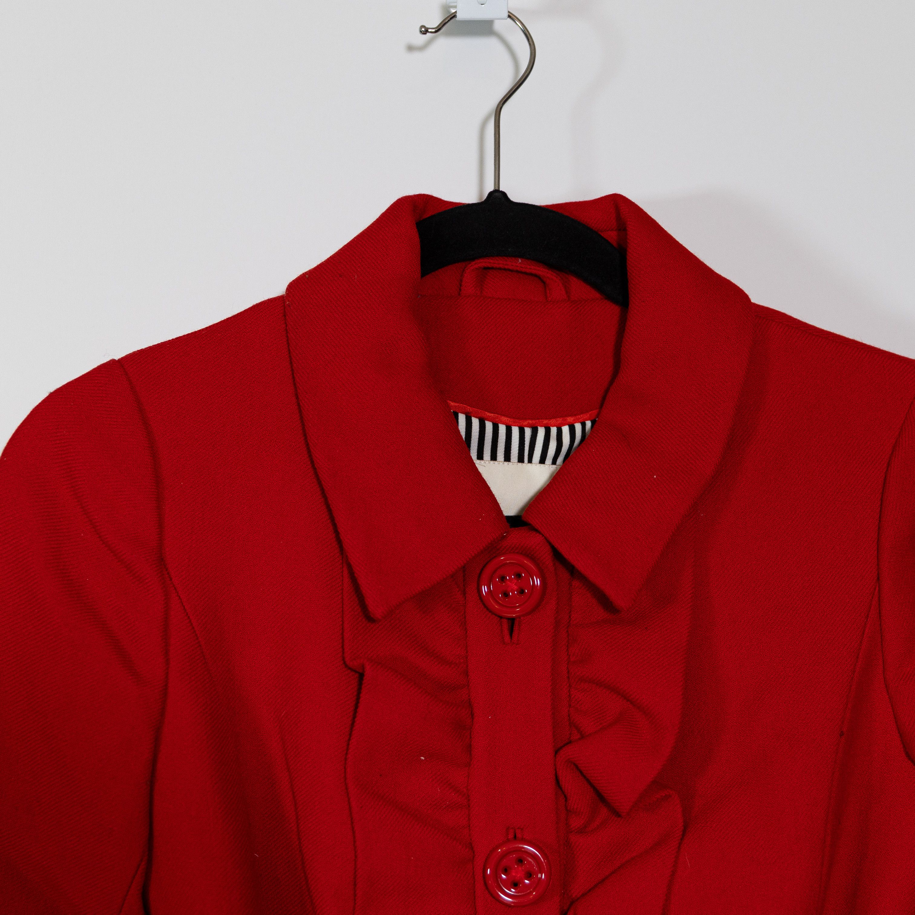 Kate Spade Kate Spade Red Wool Ruffle Button Front Size XS / US 0-2 / IT 36-38 - 2 Thumbnail