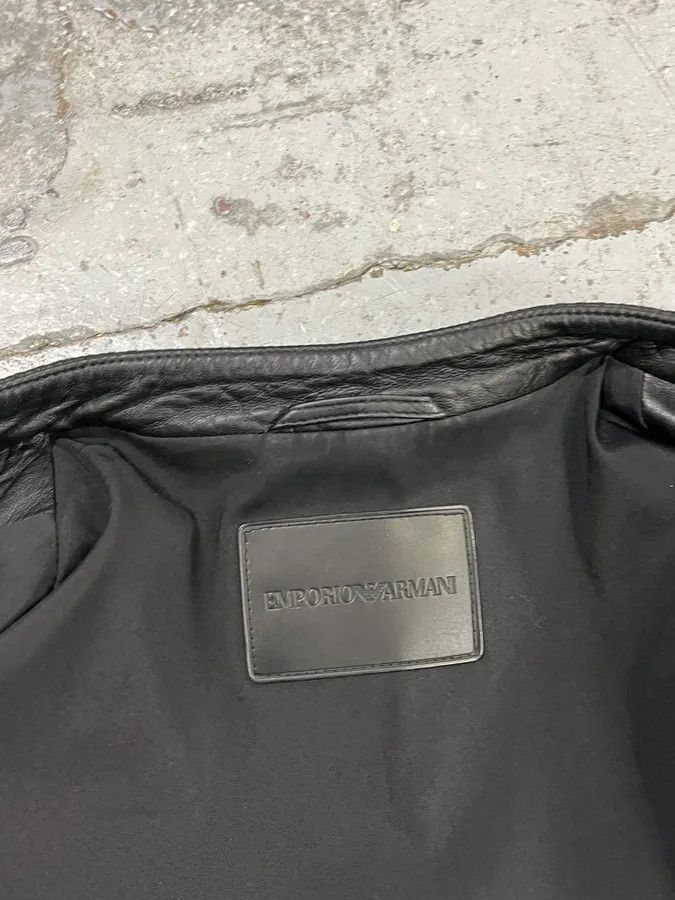 Emporio Armani FW2019 Emporio Armani Biker Black Leather Woven Jacket Size US M / EU 48-50 / 2 - 8 Thumbnail