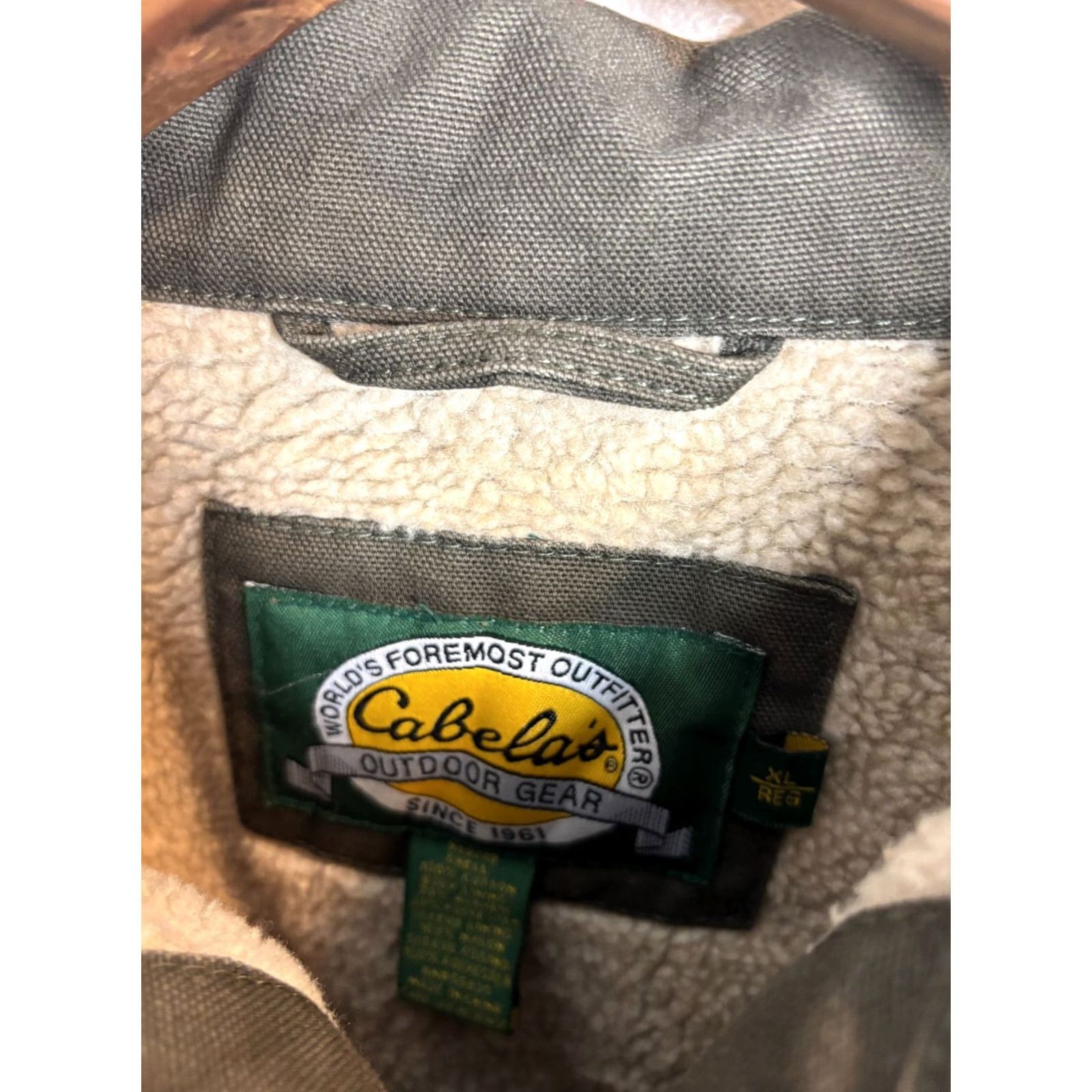 Vintage Cabela's Jacket Mens XL Green Sherpa Lined Cotton Collar Full Zip Heavy 4563 Jacket Size US XL / EU 56 / 4 - 5 Thumbnail