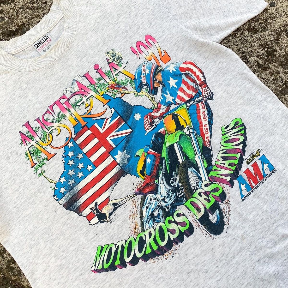 Vintage Vintage 90s Australia Motocross Des Nations tshirt Size US XL / EU 56 / 4 - 3 Thumbnail