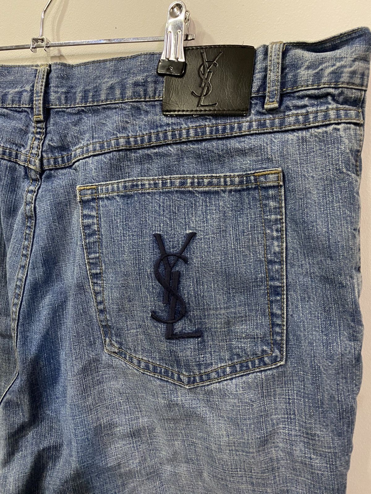 image of Vintage x YVES Saint Laurent 40X32 YSL Jeans Denim Pants Blue Indigo in Indigo Blue Navy, Men's