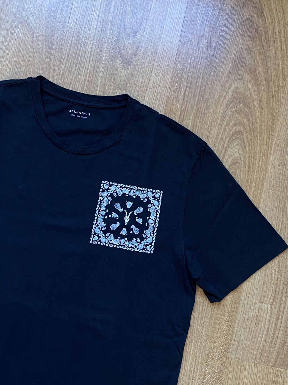 Allsaints AllSaints Black Cotton Graphic Tee L Size US L / EU 52-54 / 3 - 7 Thumbnail