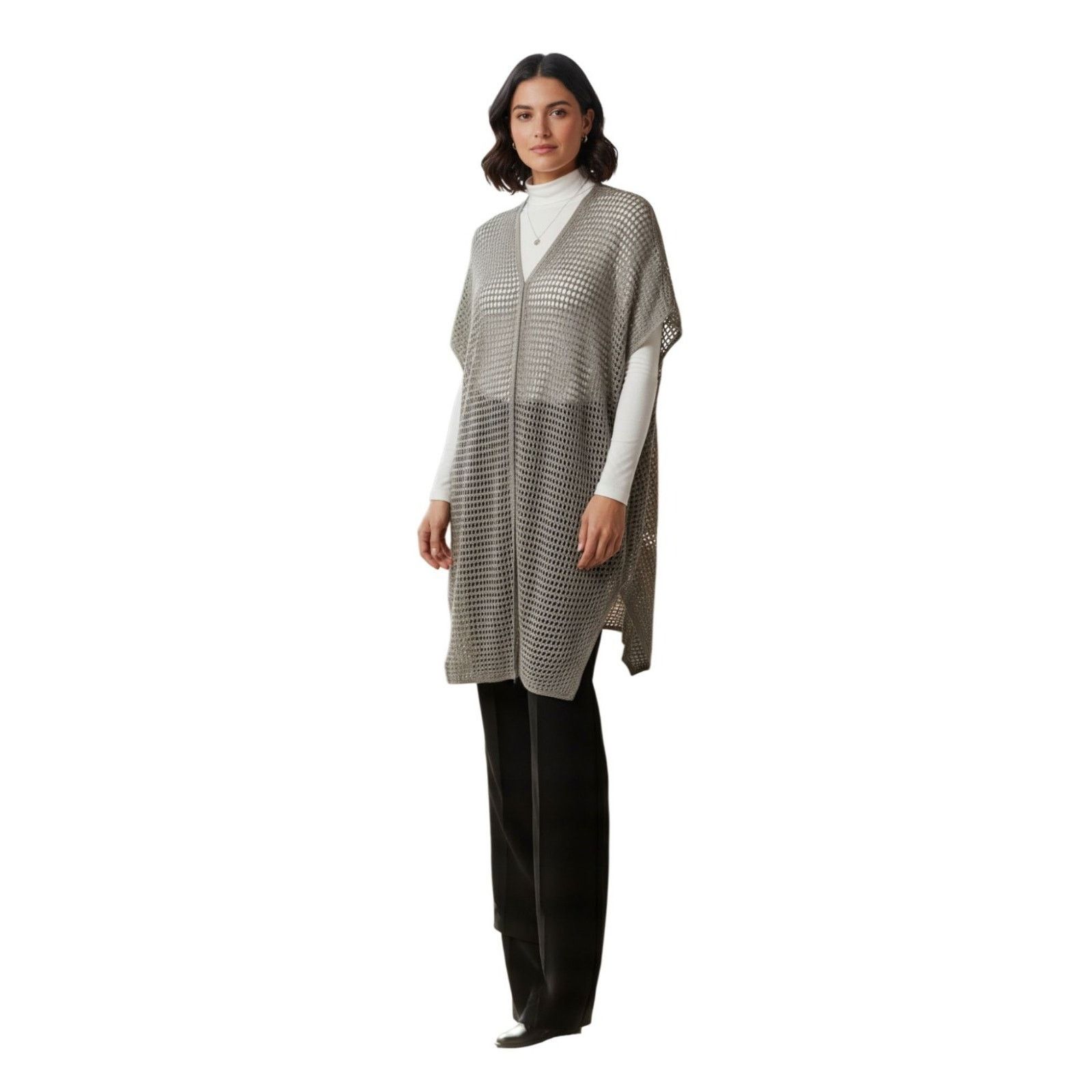Eileen Fisher EILEEN FISHER Open Stitch Longline Linen Cardigan Sz S/M P/M Size S / US 4 / IT 40 - 1 Thumbnail