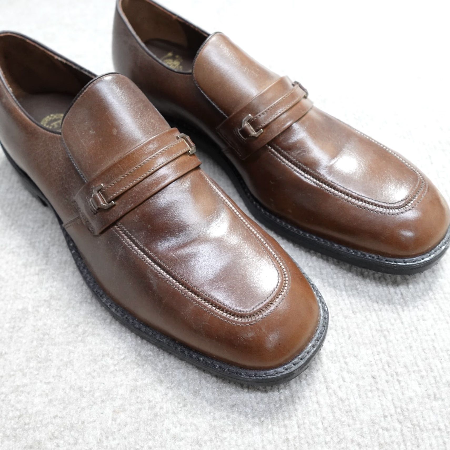 Vintage Hytest Men's Loafers 10 Brown Apron Toe Horsebit Cap Toe Goodyear Welt Leather Slip On Casual Shoes Mens Brown Loafers Cap Toe NBD Stock Navy? Size ONE SIZE - 5 Thumbnail