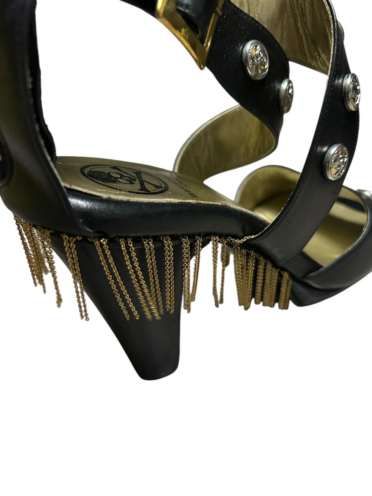 Mastermind World Runway Chain Fringe Strap Heels Size US 7 / IT 37 - 2 Thumbnail