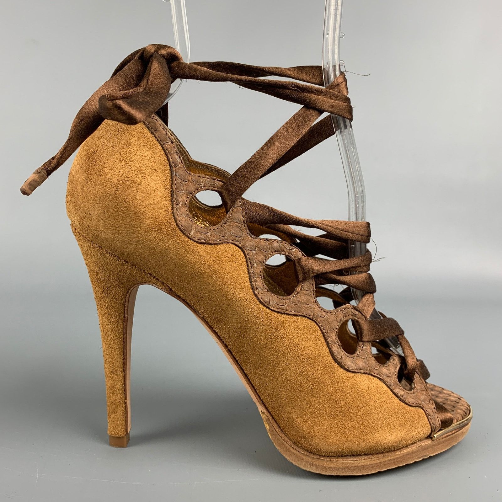 Other DEVI KROGELL Tan & Brown Suede Ankle Strap Boots Size US 6 / IT 36 - 1 Thumbnail