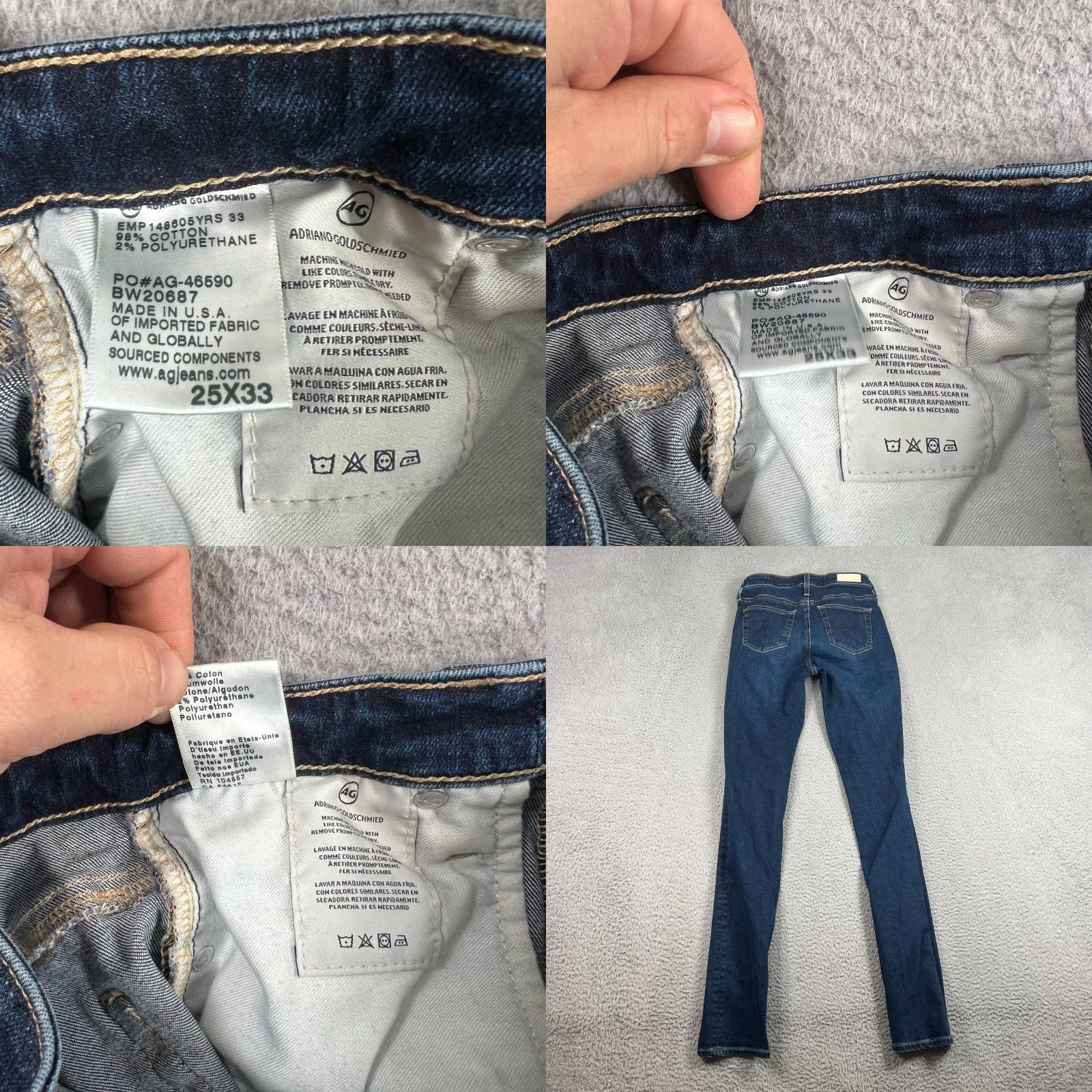 Denime AG Adriano Goldschmied Jeans Womens 25 x 34 Straight Midrise Denim Blue 90s Vintage? Size 42" / US 20 - 8 Thumbnail