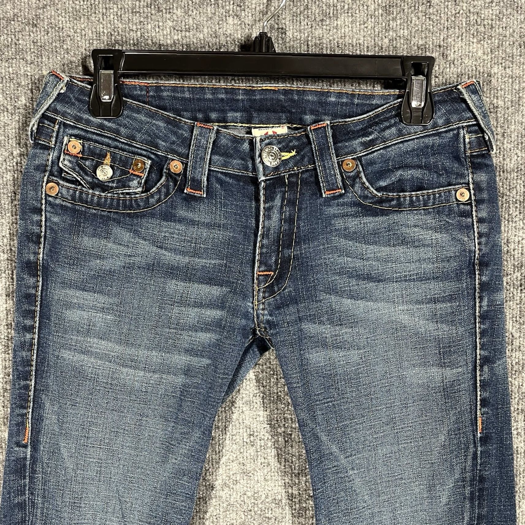 True Religion True Religion Jeans Flared Vintage Women SZ 31 Blue Denim 5-Pocket Distressed Stretch USA Flare 27in Inseam Size 24" / US 00 / IT 34 - 2 Thumbnail