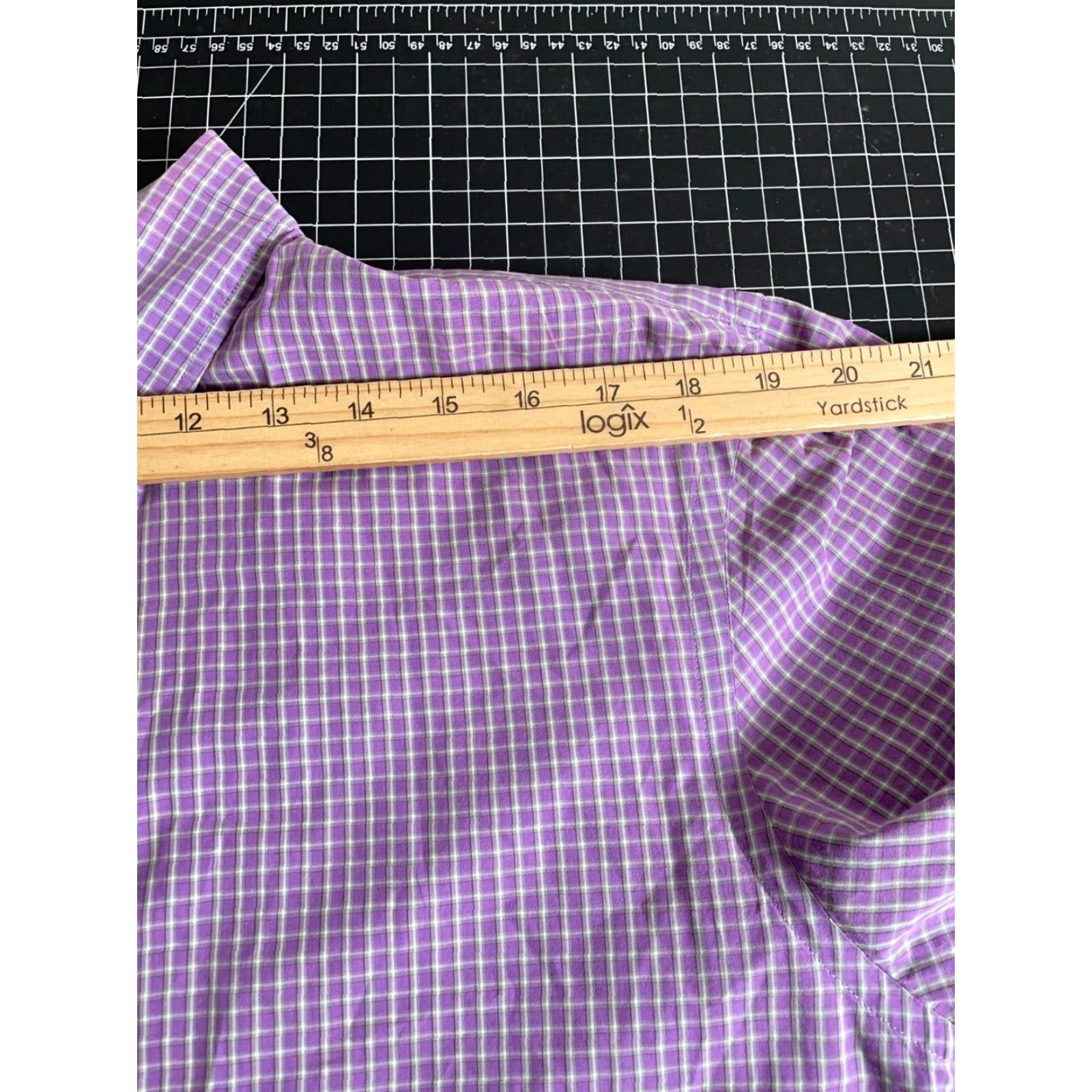 Vintage J. Press Check Pattern Button-Up Shirt Adult XL Purple Gray Slim Fit 90s Mens Size US XL / EU 56 / 4 - 7 Thumbnail