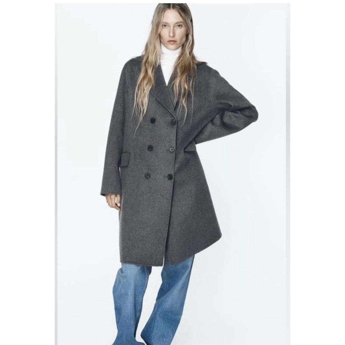 Zara Zara Gray Oversized Double Breasted Wool Blend Midi Coat M Size M / US 6-8 / IT 42-44 - 1 Thumbnail